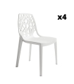 Pack 4 Sillas exterior apilable Praga color blanco, ergonómica y cómoda, interior y exterior. Sayez