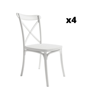 Pack 4 Sillas exterior apilable Roma color blanco, ergonómica y cómoda, interior y exterior. Sayez