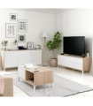 Mueble de Televisión Brooklyn Blanco y Roble Canadian 2 puertas 2 cajones