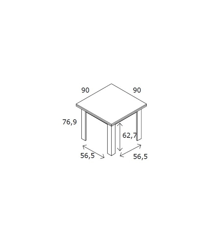 Mesa cuadrada extensible 90x90 Logan