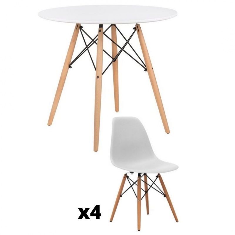 Pack de mesa redonda y 4 sillas en Madrid | Muebles Valencia®