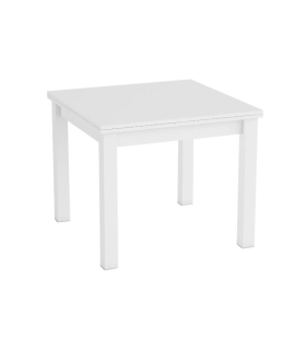 Mesa comedor cuadrada 90x90 extensible blanca, mesa robusta, barata, de melamina. Sayez