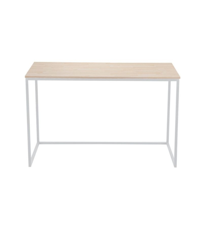 Mesa estudio escritorio loft 120 con sobre en color roble nordish y estructura de metal blanca