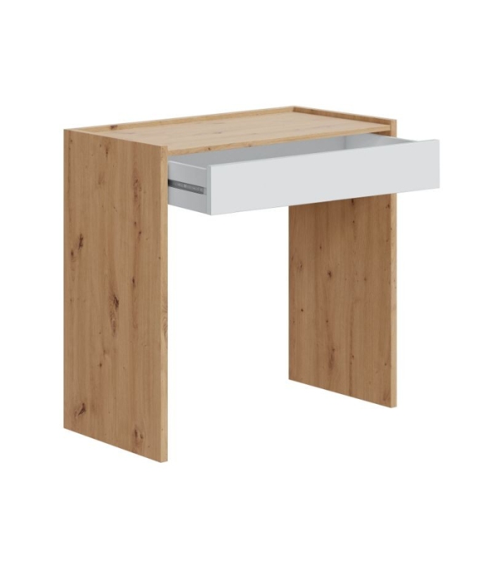 Mesa escritorio Noa con cajón acabado en color Roble Nodi y Blanco Artik