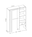 Medidas Armario Vestidor 1 Cajón y Cortina. 110-160 cm de ancho, 205 cm de alto, 50 cm de fondo