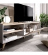 Mueble TV Ness en Blanco y Natural con 1 puerta abatible y 2 huecos vistos