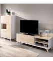 Mueble de televisión y aparador alto 3 puertas 1 hueco Ness Plus Natural y Blanco