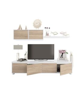 Salón Alida Mediterráneo Blanco Artik y Roble Canadian 200 cm |SAYEZ|