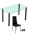 Conjunto Mesa Cristal y 6 sillas Emi