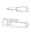 Medidas Mueble salón Julia. Ancho: 221 cm, Fondo: 40 cm, alto: 44 cm. Modulo alto: ancho: 180 cm, alto: 31cm, fondo: 28 cm
