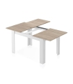 Mesa comedor extensible kendra 140x90 extensible a 190 cm en color roble canadian y blanco artik