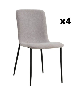 Pack 4 sillas tela color gris claro y patas negras
