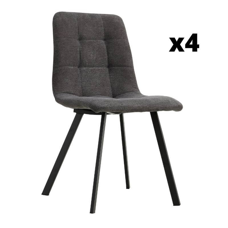 Pack 4 sillas Carla tela color antracita y patas negras