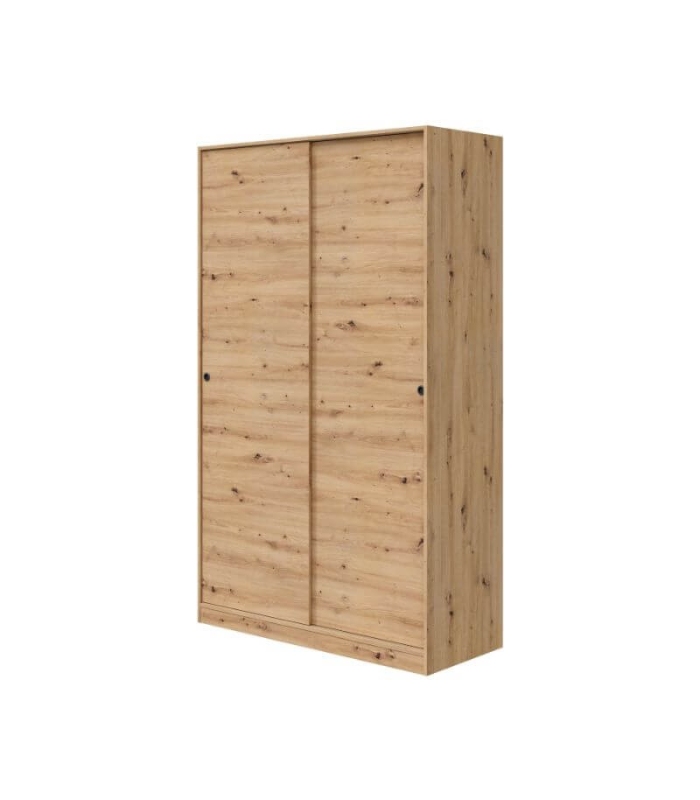 Armario 2 Puertas Correderas 120 cm Roble Nodi con barra de colgar y 4 estantes