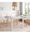 Mesa comedor cuadrada 90x90 extensible abierta blanco polar, mesa robusta, barata, de melamina. Sayez