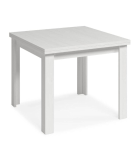 Mesa comedor cuadrada 90x90 extensible blanco polar, mesa robusta, barata, de melamina. Sayez