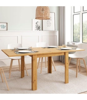 Mesa comedor cuadrada 90x90 extensible abierta artisan, mesa robusta, barata, de melamina. Sayez