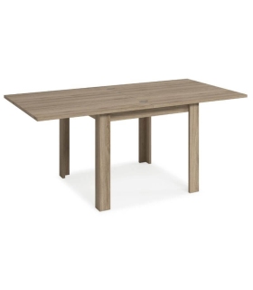 Mesa comedor cuadrada 90x90 extensible abierta natural, mesa robusta, barata, de melamina. Sayez