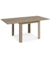 Mesa comedor cuadrada 90x90 extensible abierta natural, mesa robusta, barata, de melamina. Sayez