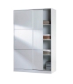 Armario 2 puertas correderas blanco brillo con barra de colgar y 3 estantes. Sayez