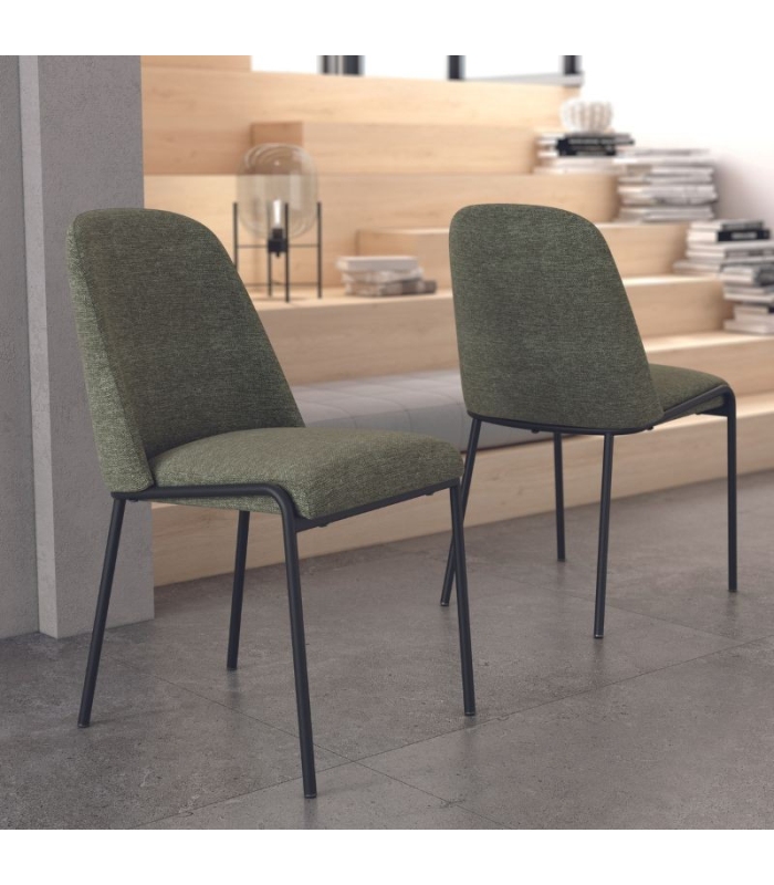 Pack 4 Sillas Atlanta para salón o comedor en color verde con patas metálicas negras