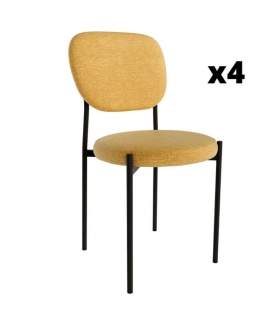 Pack 4 Sillas Hanoi para salón o comedor en color mostaza con patas de metal negras