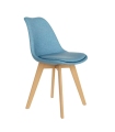 Pack 4 Sillas Amsterdam para salón o comedor en color azul con patas de madera maciza