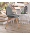 Pack 4 Sillas Amsterdam para salón o comedor en color gris con patas de madera maciza