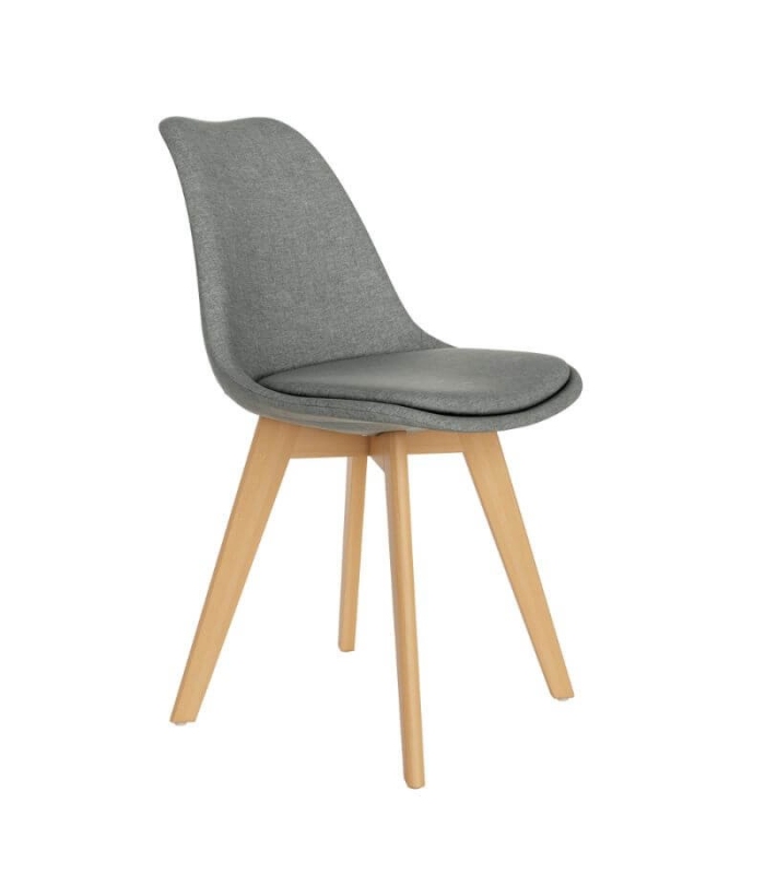 Pack 4 Sillas Amsterdam para salón o comedor en color gris con patas de madera maciza