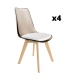 Pack 4 Sillas Vegas para salón o comedor color fumé con asiento en color blanco y patas de madera maciza