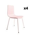 Pack 4 Sillas London para salón o comedor en color rosa con patas metálicas en color rosa