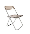 Silla plegable cuzco con asiento y respaldo de resina fumé y estructura de metal cromado