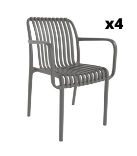 Pack 4 sillas Habana exterior con resposabrazos en color grafito