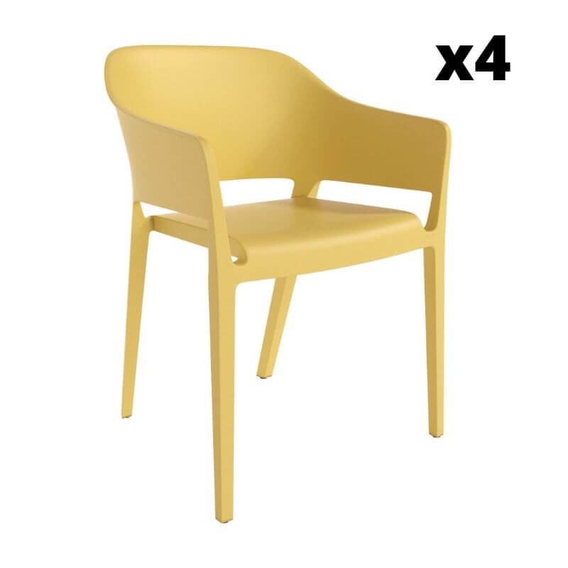 Pack 4 sillas exterior Valeta en color mostaza con respaldo envolvente