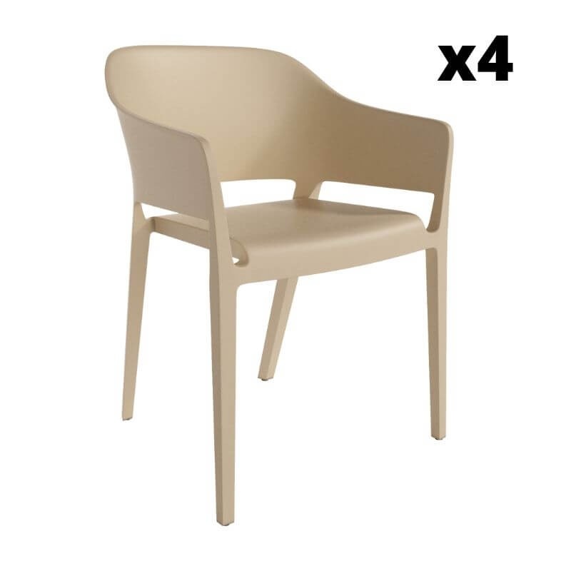 Pack 4 sillas exterior Valeta en color arena con respaldo envolvente