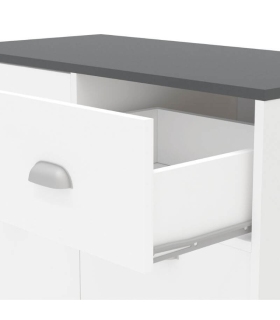 Detalle guía cajón mueble auxiliar de cocina 2 puertas 2 cajones en color blanco y gris grafito