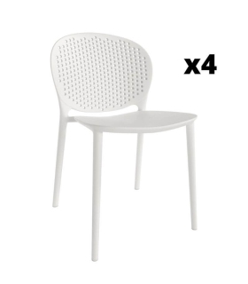 Pack 4 sillas exterior Bogotá en color blanco con respaldo de rejilla