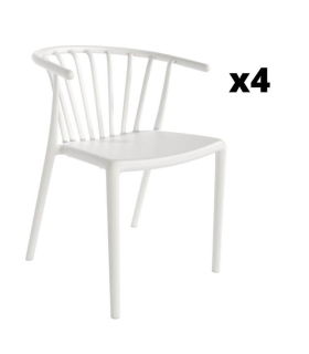 Pack 4 sillas exterior Atenas en color blanco con respaldo envolvente