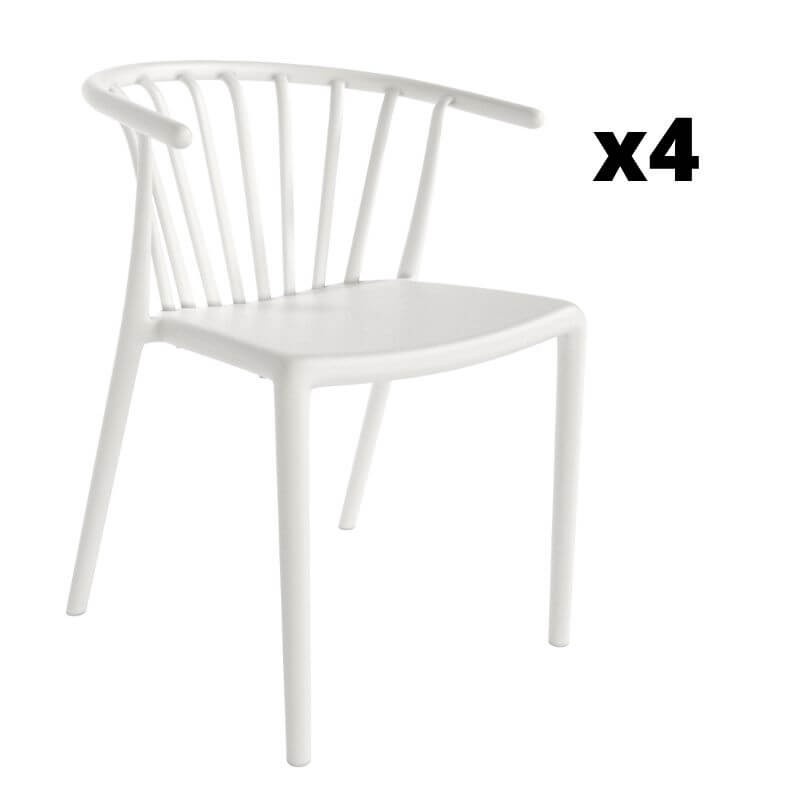 Pack 4 sillas exterior Atenas en color blanco con respaldo envolvente