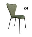 Pack 4 Sillas Seúl para salón o comedor en color verde con patas de metal negras