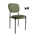 Pack 4 Sillas Hanoi para salón o comedor en color verde con patas de metal negras