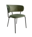 Silla Quebec para salón o comedor en color verde con patas de metal negras