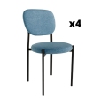 Pack 4 Sillas Hanoi para salón o comedor en color azul con patas de metal negras