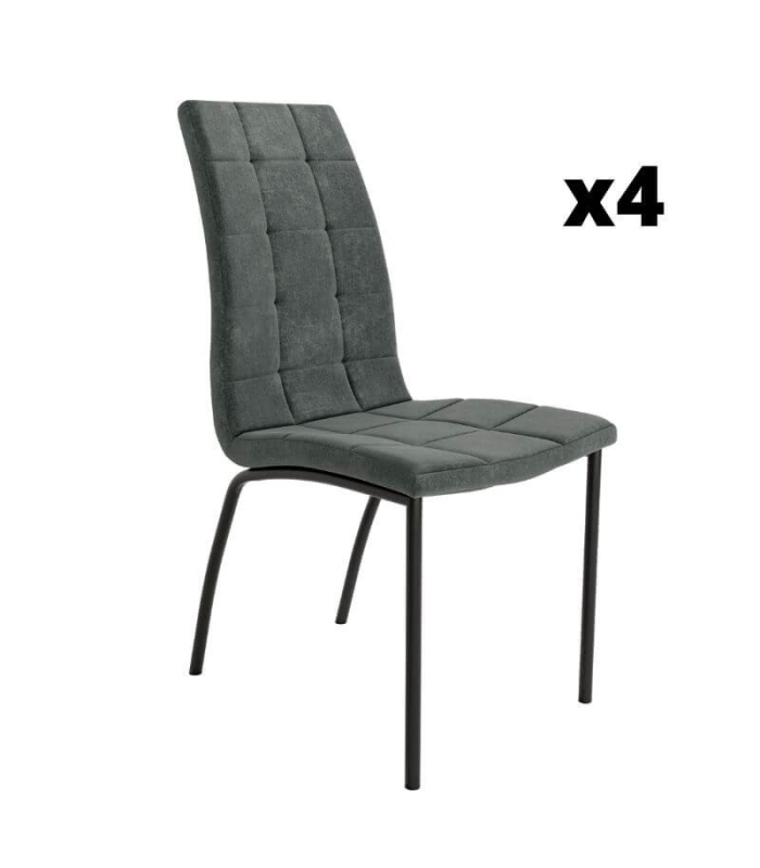 Pack 4 Sillas Memphis para salón o comedor en color marengo con patas de metal negras