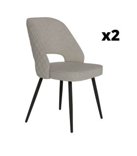 Pack 2 Sillas Sicilia para salón o comedor en color perla con patas de metal negras