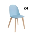 Pack 4 Sillas Miami para salón o comedor en color cielo con patas de madera maciza