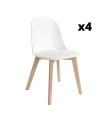 Pack 4 Sillas Miami para salón o comedor en color blanco con patas de madera maciza