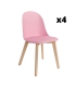 Pack 4 Sillas Miami para salón o comedor en color rosa con patas de madera maciza