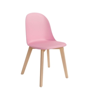 Pack 4 Sillas Miami para salón o comedor en color rosa con patas de madera maciza