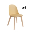 Pack 4 Sillas Miami para salón o comedor en color amarillo con patas de madera maciza